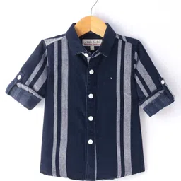 JASH KIDS Cotton Woven Full Sleeves Striped Shirt - Navy Blue-picture-29