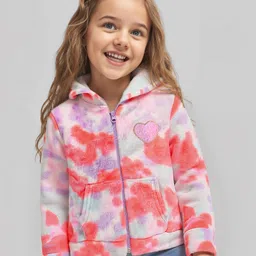 Babyhug Cotton Knit Full Sleeves Heart Design Hooded Winter Jacket with Kangaroo Pockets - Pink-picture-20