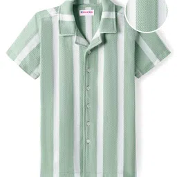 kookie kids india Kookie Kids Textured Knit Half Sleeves Striped Shirt - Sage-picture-19