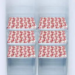 E-Retailer 8Pc Beige & Pink Printed Waterproof 3-Layered Refrigerator Covers With Pockets image 2