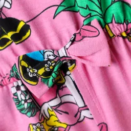 Babyhug Disney Single Jersey Knit Sleeveless Jumpsuit With Minnie Mouse Family Print - Pink image 3