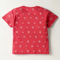 ToffyHouse Corduroy Woven Half Sleeves Dungaree With T-Shirt & Checks - Red image 3