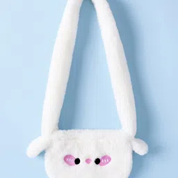 Mark & Mia Full Sleeves Fur Hooded Winter Jacket With Ear Applique & Fanny Pack - Cream image 3