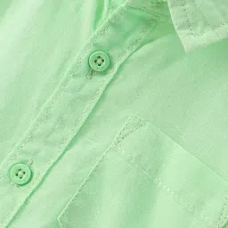 Babyhug Cotton Linen Woven Full Sleeves Solid Color Shirt - Green image 4
