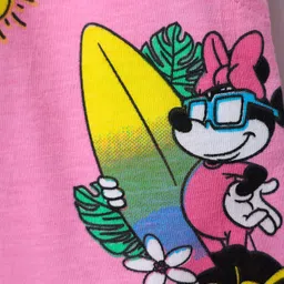 Babyhug Disney Single Jersey Knit Sleeveless Jumpsuit With Minnie Mouse Family Print - Pink image 4