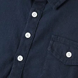 Pine Kids Cotton Woven Full Sleeves Kurta Style Solid Shirt - Navy Blue image 4