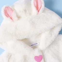 Mark & Mia Full Sleeves Fur Hooded Winter Jacket With Ear Applique & Fanny Pack - Cream image 4