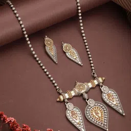 Saraf RS Jewellery American Diamond Studded & Beaded Jewellery Set-picture-19