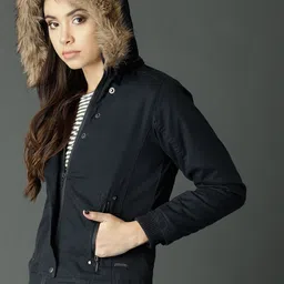 Roadster Women Navy Blue Hooded Parka Jacket image 2