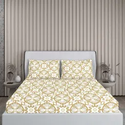 Boutique Living Baltic Brown Cotton 224 TC King Flat Bed Sheet With 2 Pillow Covers-image-15