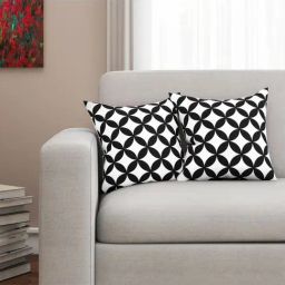 SEJ by Nisha Gupta Black & White Cushion Covers - Set of 2-picture-2