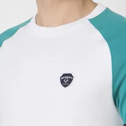 Peter England University White Slim Fit Colour Block Sweatshirt image 4