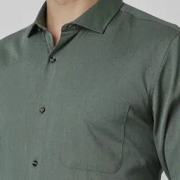 Peter England Green Slim Fit Texture Shirt image 4