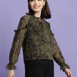 Forever 21 Olive Green Floral Print Top image 4