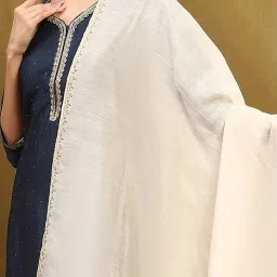Biba Off White Solid Dupatta image 4