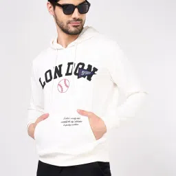 Byford By Pantaloons White Regular Fit Printed Hooded Sweatshirt image 4