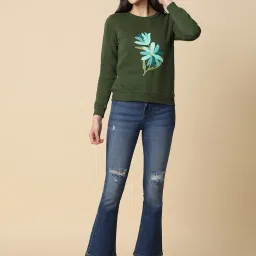 Allen Solly Olive Floral Print Sweatshirt image 4