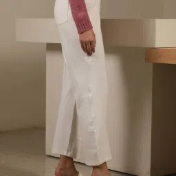 SALT Attire White Plain Trousers image 4