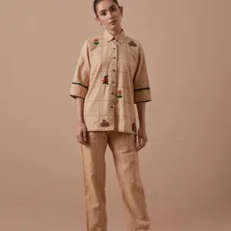 Shibui Beige Hemp Cotton Relaxed Fit Shirt-picture-10