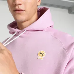 Puma Pink Lavender Cotton Relaxed Fit PUMA x PALOMO Printed Hooded Sweatshirt image 4