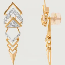 Mia by Tanishq Zigzag Spark Gold & Diamond Drop Earrings for Women image 4