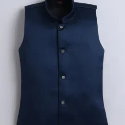 Fourfolds Boys Navy Blue Embellished Clothing Set image 4