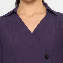 MADAME Purple Plain Shirt image 4