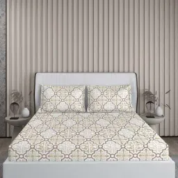 Boutique Living Baltic Brown Cotton 224 TC King Flat Bed Sheet With 2 Pillow Covers-image-73