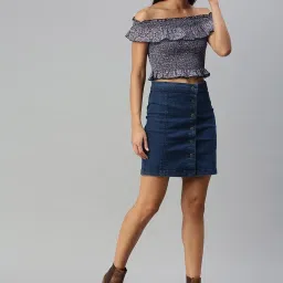 KASSUALLY Navy Floral Print Crop Top image 4