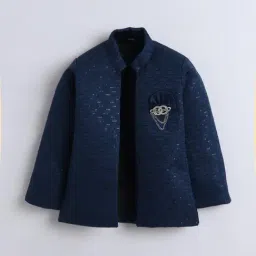 Fourfolds Boys Navy Blue Embellished Clothing Set image 3