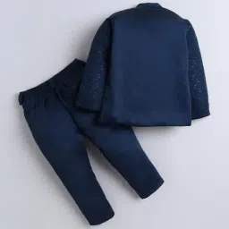 Fourfolds Boys Navy Blue Embellished Clothing Set image 2