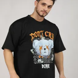 Chkokko Black Relaxed Fit Printed T-Shirt image 4