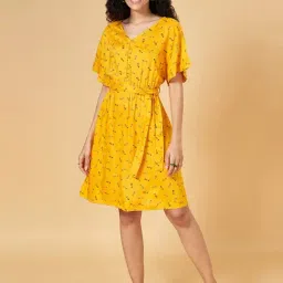YU by Pantaloons Mustard Printed A-Line Dress-picture-17