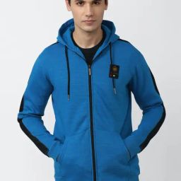 Van Heusen Blue Regular Fit Colour Block Hooded Sweatshirts-picture-36