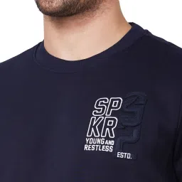 Spykar Navy Slim Fit Embroidered Round Neck Sweatshirt image 4