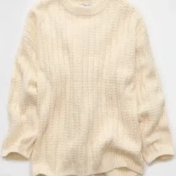 American Eagle Beige Regular Fit Textured Sweater image 4