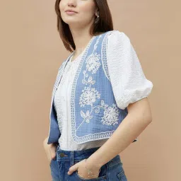 Colour Me by Melange Blue Solid Jacket image 4