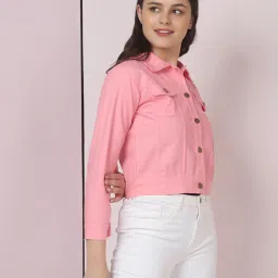 BUYNEWTREND Baby Pink Regular Fit Jacket image 4