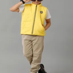 Under Fourteen Only Kids Yellow Solid Jacket image 4