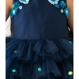 A Little Fable Kids Dark Blue Solid Dress image 4