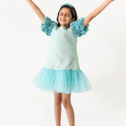 A Little Fable Kids Light Green Embellished Dress image 4