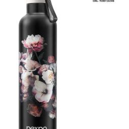 Pexpo Oslo Art Black Flower Stainless Steel Vacuum Insulated Water Bottle (750ml)-picture-0