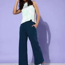 Dillinger Teal Fleece Regular Fit High Rise Trackpants image 4