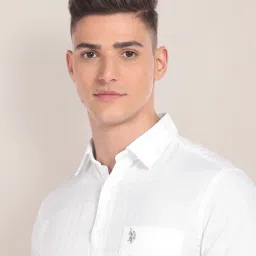 U.S. Polo Assn. White Regular Fit Check Cotton Shirt image 4