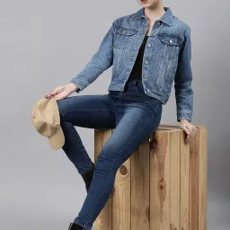 showoffff SHOWOFF Blue Regular Fit Denim Jacket image 4