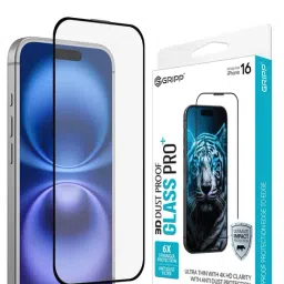 GRIPP Dust Proof 3D Tempered Glass Screen Protector for iPhone 16 (6.1") - Black image 5