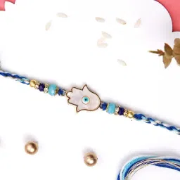 Aapno Rajasthan Blue Eye Evil Eye Hamsa Single Rakhi-image-75