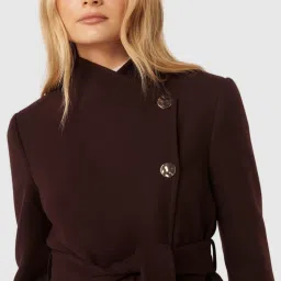 Forever New Red Solid Full Sleeves Coat with Belt image 4