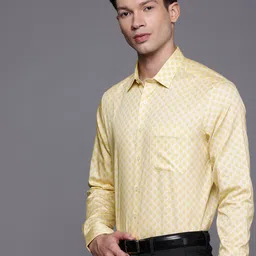 Louis Philippe Pure Cotton Slim Fit Ethnic Motifs Printed Formal Shirt-picture-23