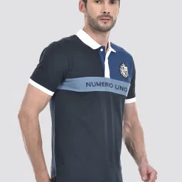 Numero Uno Navy Regular Fit Color Block Polo T-Shirt image 4